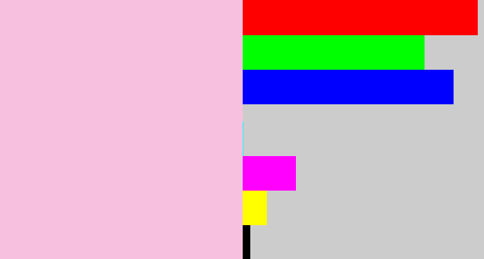 Hex color #f7c0df - pale pink