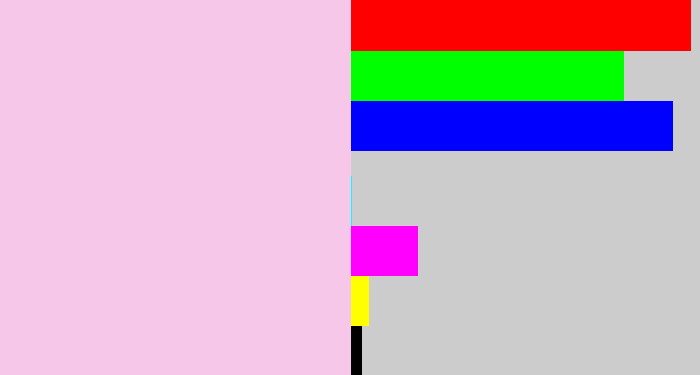 Hex color #f7c7ea - light pink