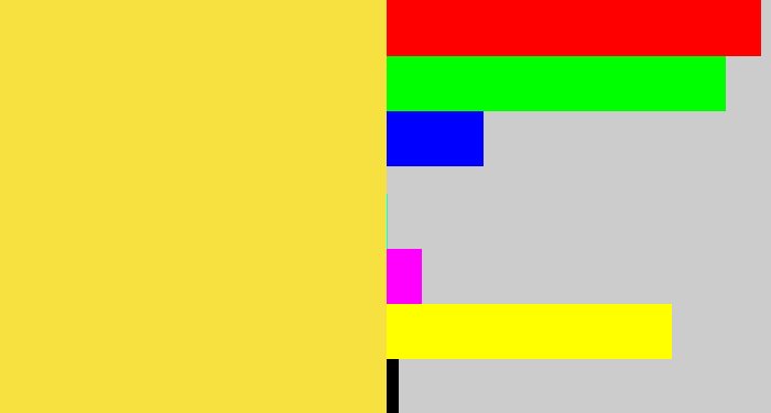 Hex color #f7e140 - off yellow
