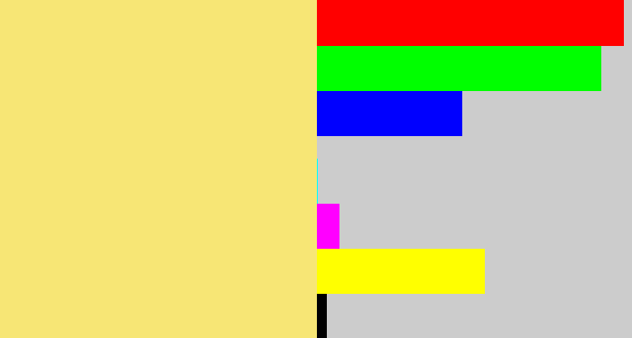 Hex color #f7e675 - sandy yellow