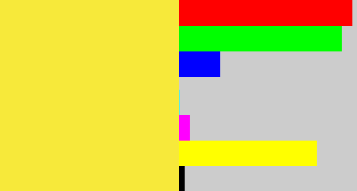 Hex color #f7e93a - off yellow