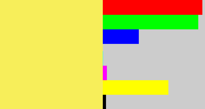 Hex color #f7ee5a - yellowish