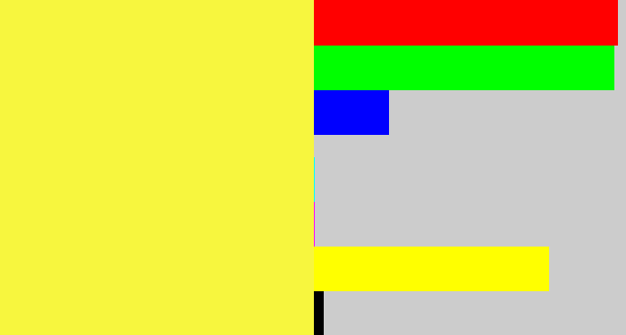 Hex color #f7f63e - off yellow