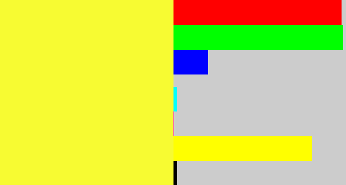 Hex color #f7fb32 - lemon yellow