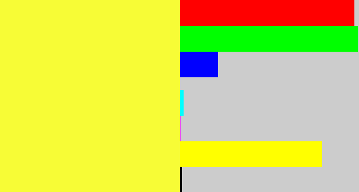 Hex color #f7fc36 - lemon yellow