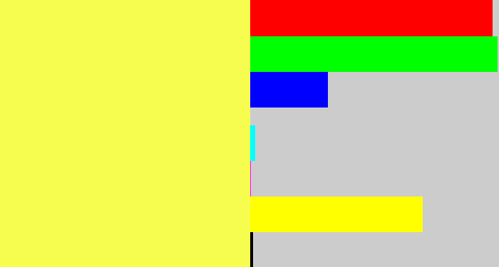 Hex color #f7fd4e - banana yellow