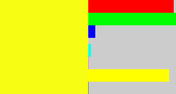Hex color #f7fe14 - yellow