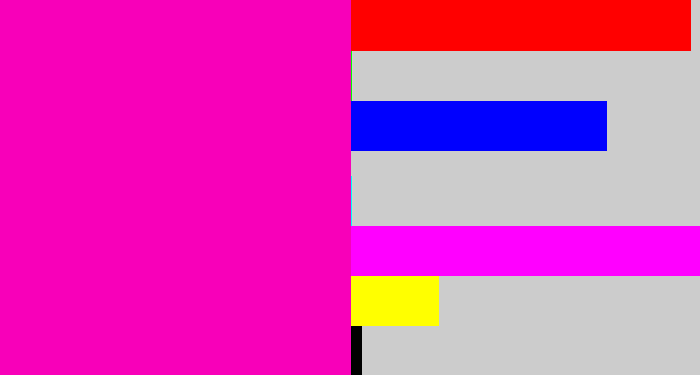 Hex color #f800b9 - bright pink
