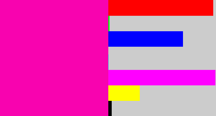 Hex color #f803af - bright pink
