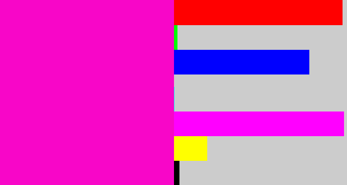 Hex color #f806c8 - hot magenta