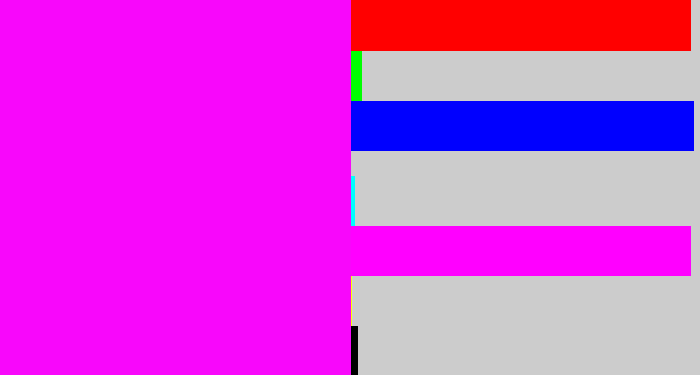 Hex color #f807fb - bright magenta