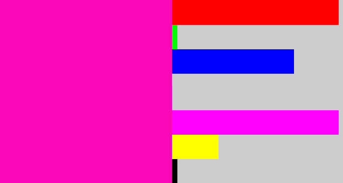 Hex color #f808b6 - bright pink