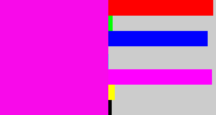 Hex color #f80aea - bright magenta