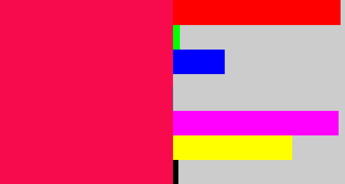 Hex color #f80b4c - pink red
