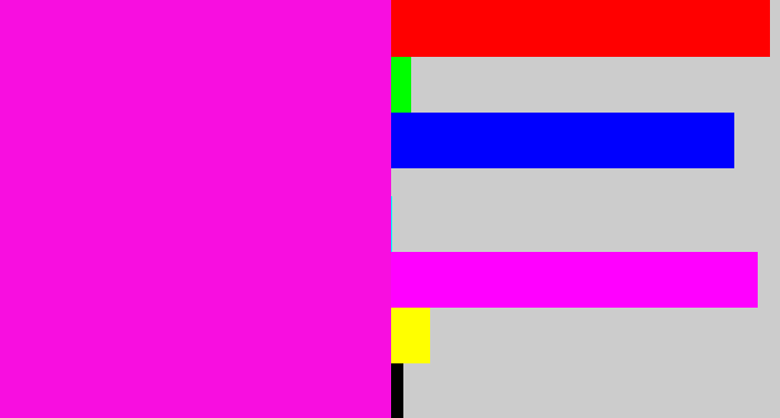 Hex color #f80ee0 - bright magenta