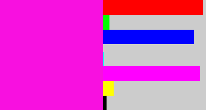 Hex color #f810e0 - bright magenta
