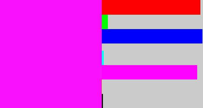 Hex color #f810fc - bright magenta