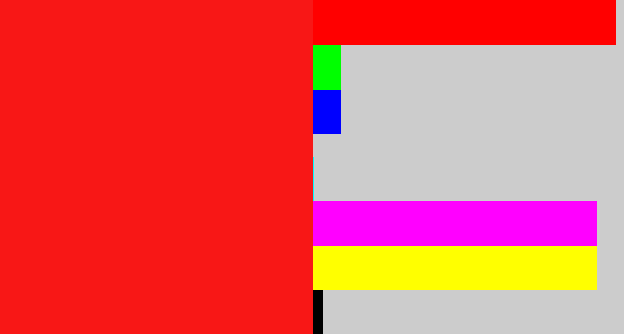 Hex color #f81716 - bright red