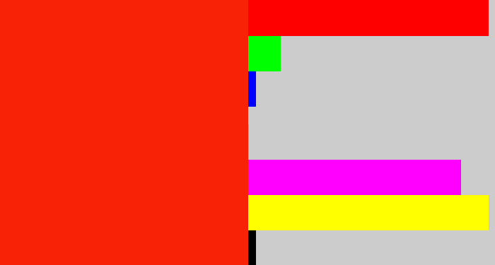 Hex color #f82207 - vermillion