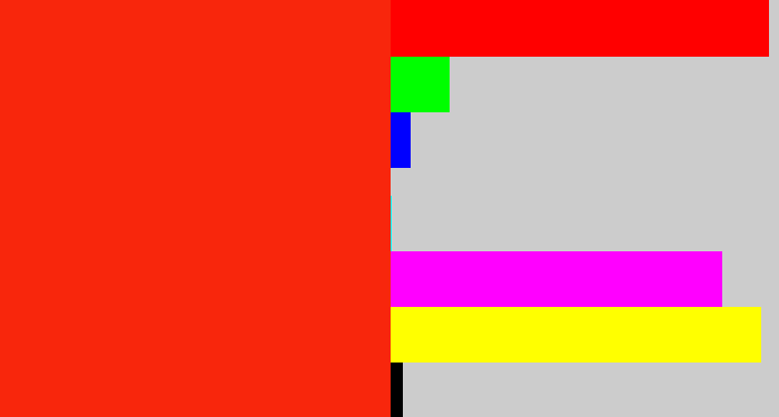 Hex color #f8260c - vermillion