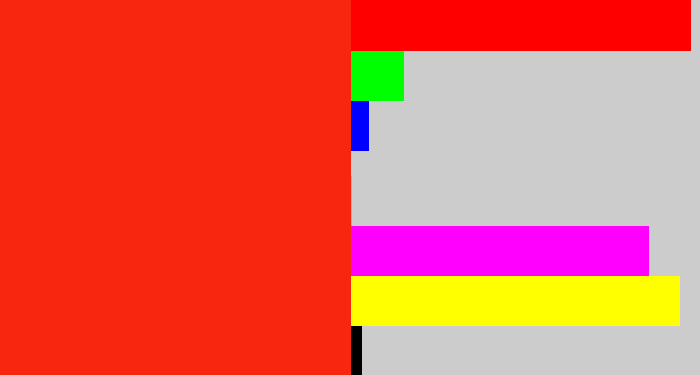 Hex color #f8260e - vermillion
