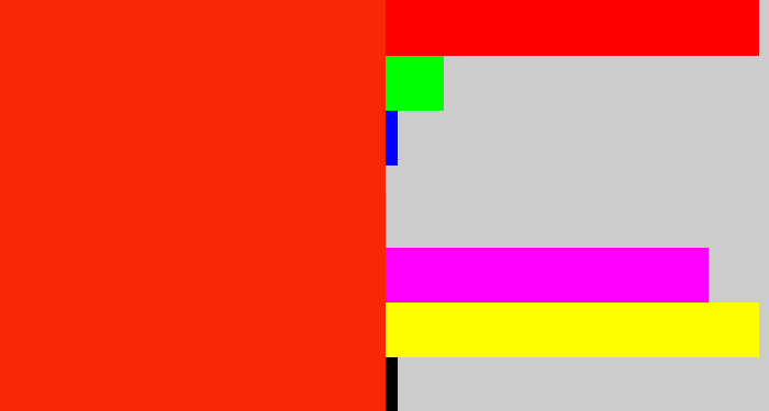 Hex color #f82708 - vermillion