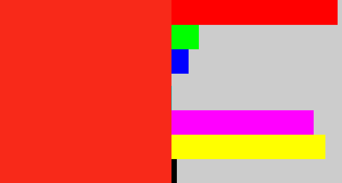 Hex color #f82919 - vermillion
