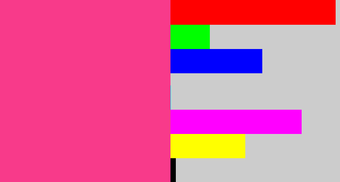 Hex color #f83a8a - warm pink