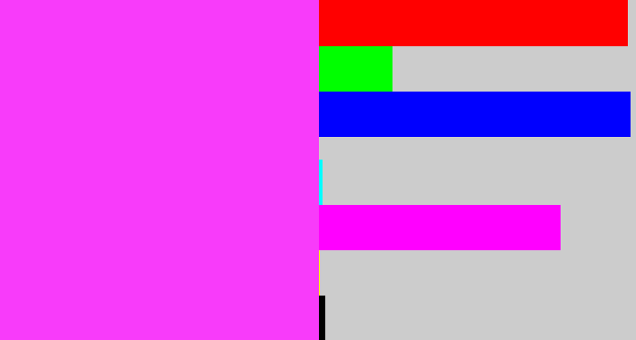 Hex color #f83bfa - violet pink