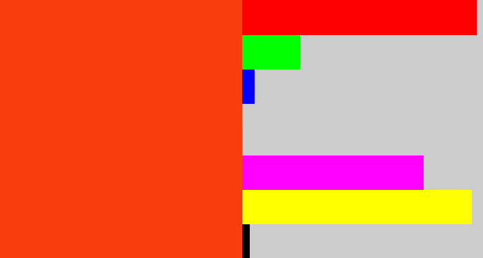 Hex color #f83e0c - orangered