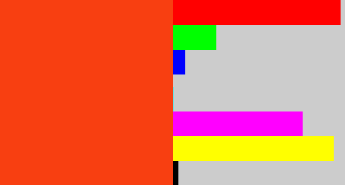 Hex color #f83f11 - orangered