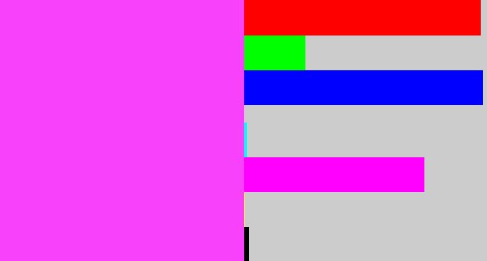 Hex color #f841fa - violet pink