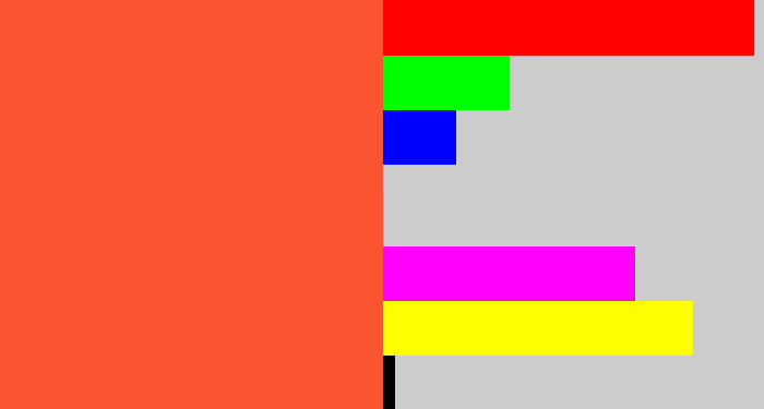 Hex color #f85530 - orangey red