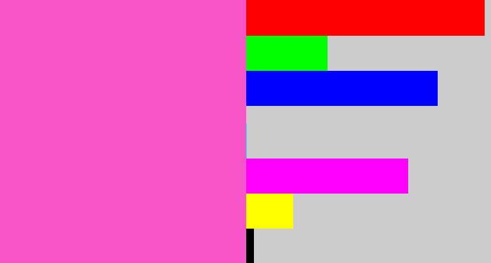 Hex color #f855c8 - purpleish pink