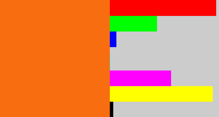 Hex color #f86d0f - orange