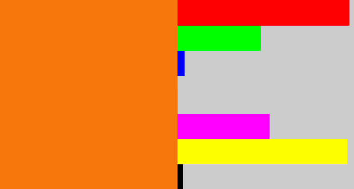 Hex color #f8770a - orange