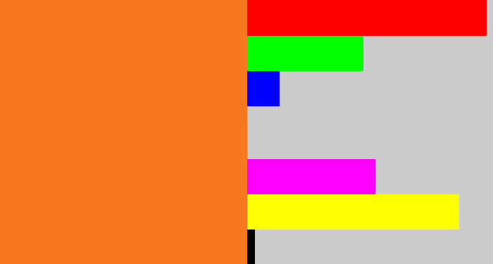 Hex color #f87822 - dusty orange