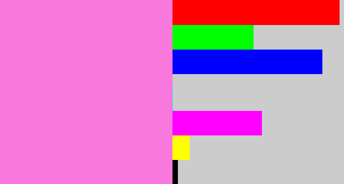 Hex color #f878de - purply pink