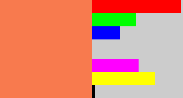 Hex color #f87a4e - orangish