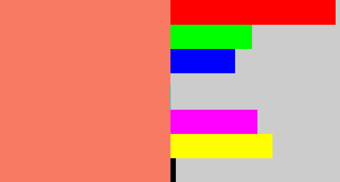 Hex color #f87a62 - salmon