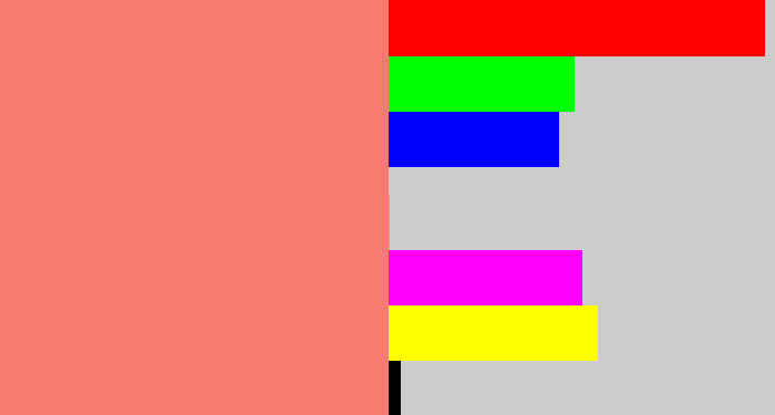 Hex color #f87b71 - salmon