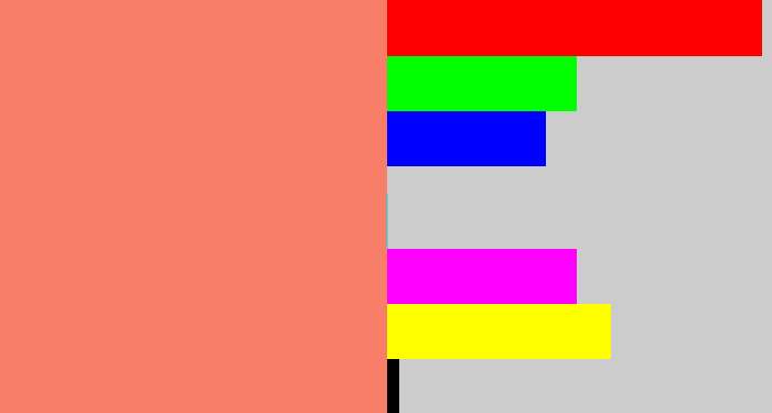Hex color #f87e69 - salmon