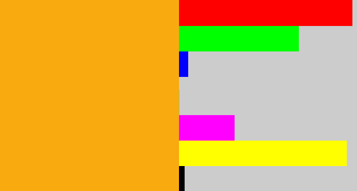 Hex color #f8aa0e - yellowish orange