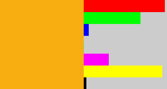 Hex color #f8ad10 - yellowish orange