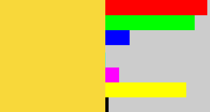 Hex color #f8d83a - sun yellow