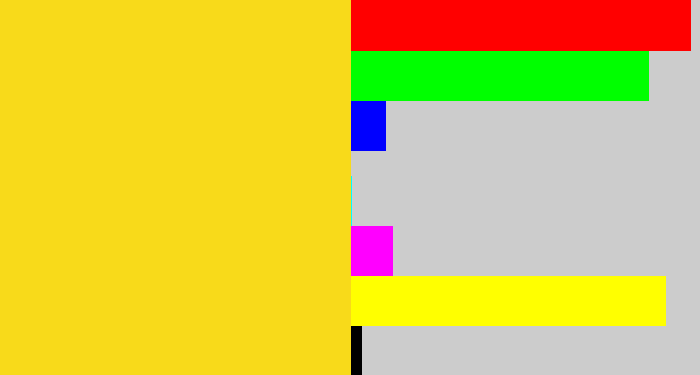 Hex color #f8da1a - sun yellow