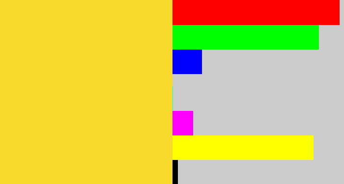 Hex color #f8da2c - sun yellow