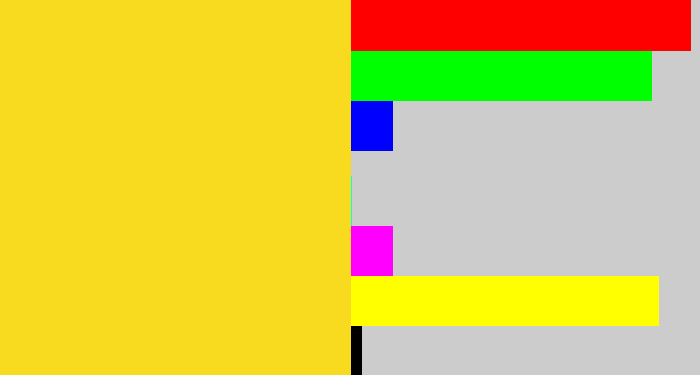 Hex color #f8db1e - sun yellow