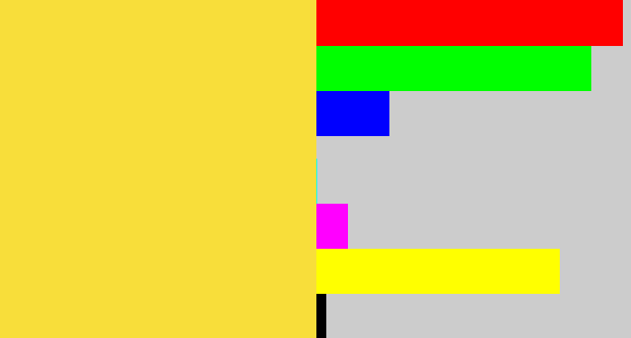 Hex color #f8de3a - off yellow
