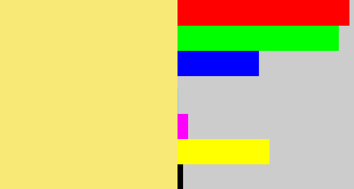 Hex color #f8e976 - sandy yellow
